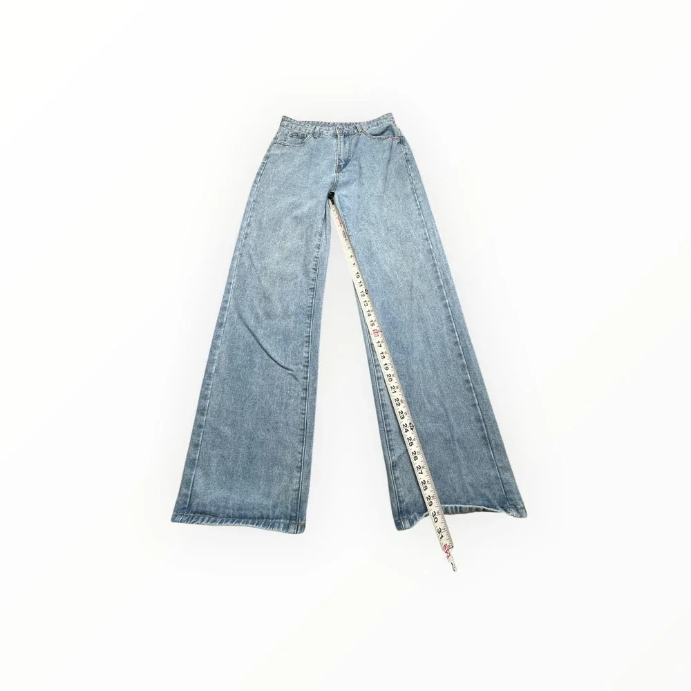SHEIN Jeans Womens L Light Blue Wide Leg‎ High Waisted Flared Denim Pants - Picture 5 of 12